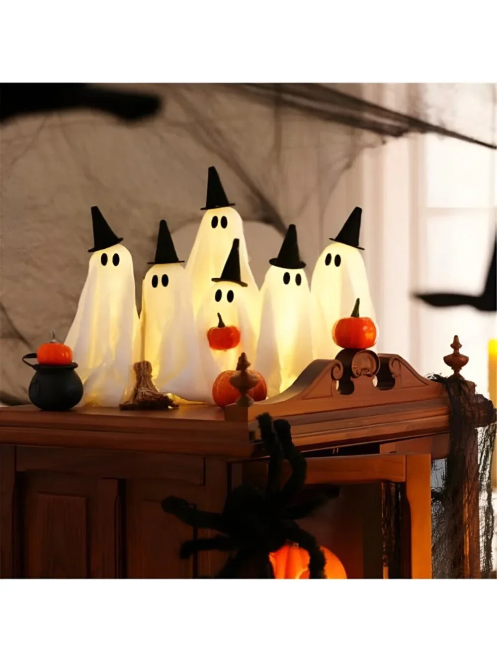 Halloween Decorations, Light up Ghost Table Decor with Witch Hats